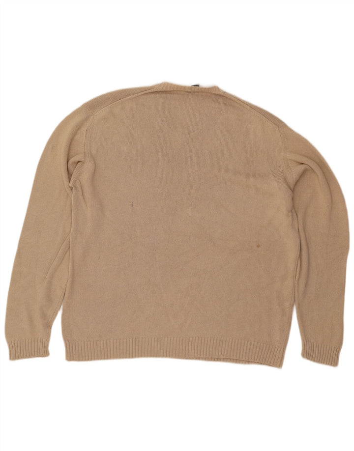 Trussardi Herren-Pullover mit V-Ausschnitt, groß, beige Baumwolle