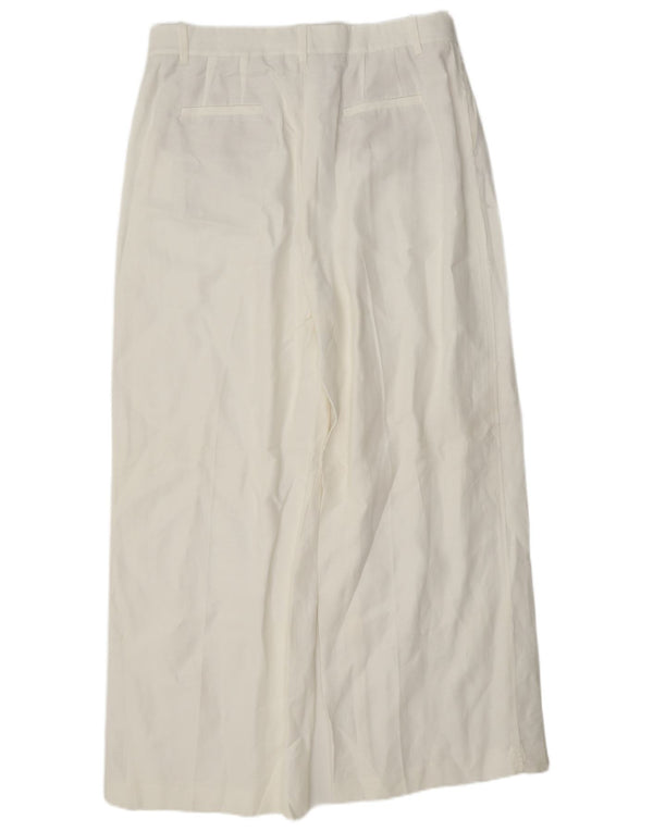 Zara Damen-Chinohose mit hoher Taille und weitem Bein, Größe L, W30, L31, weiße Viskose