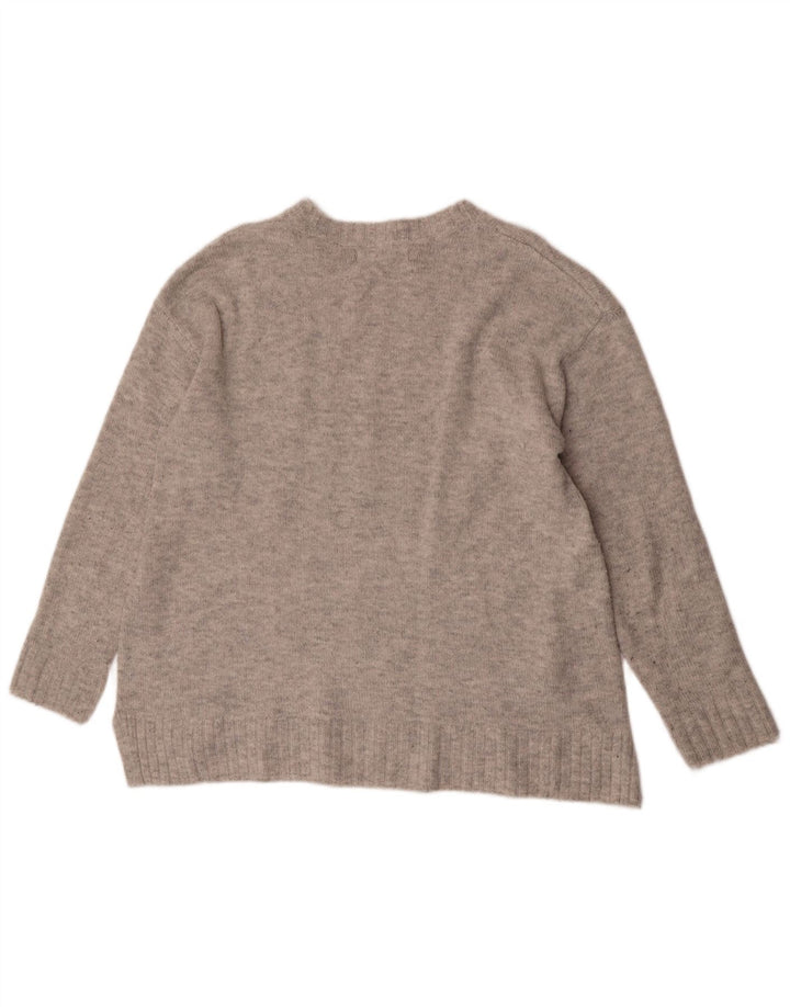 Marks & Spencer Damen-Pullover mit Rundhalsausschnitt, UK 14, mittelgraues Acryl