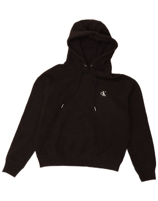 CALVIN KLEIN JEANS Damen Kapuzenpullover UK 14 Mittelschwarze Baumwolle