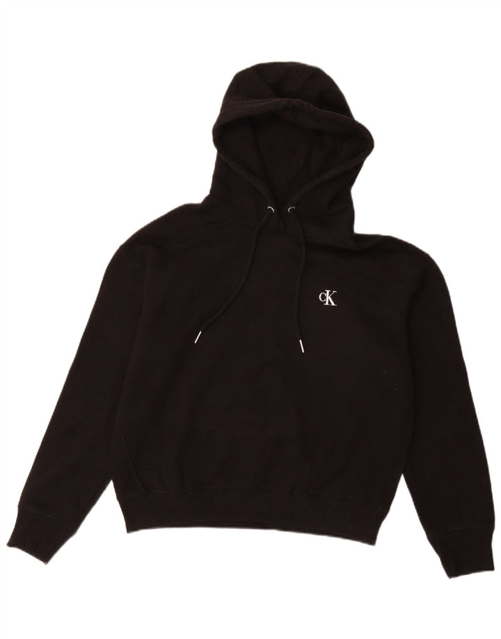 CALVIN KLEIN JEANS Damen Kapuzenpullover UK 14 Mittelschwarze Baumwolle