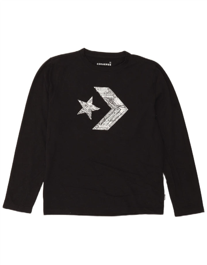 Converse Herren Grafik-Oberteil, langärmelig, mittelschwarz, Baumwolle