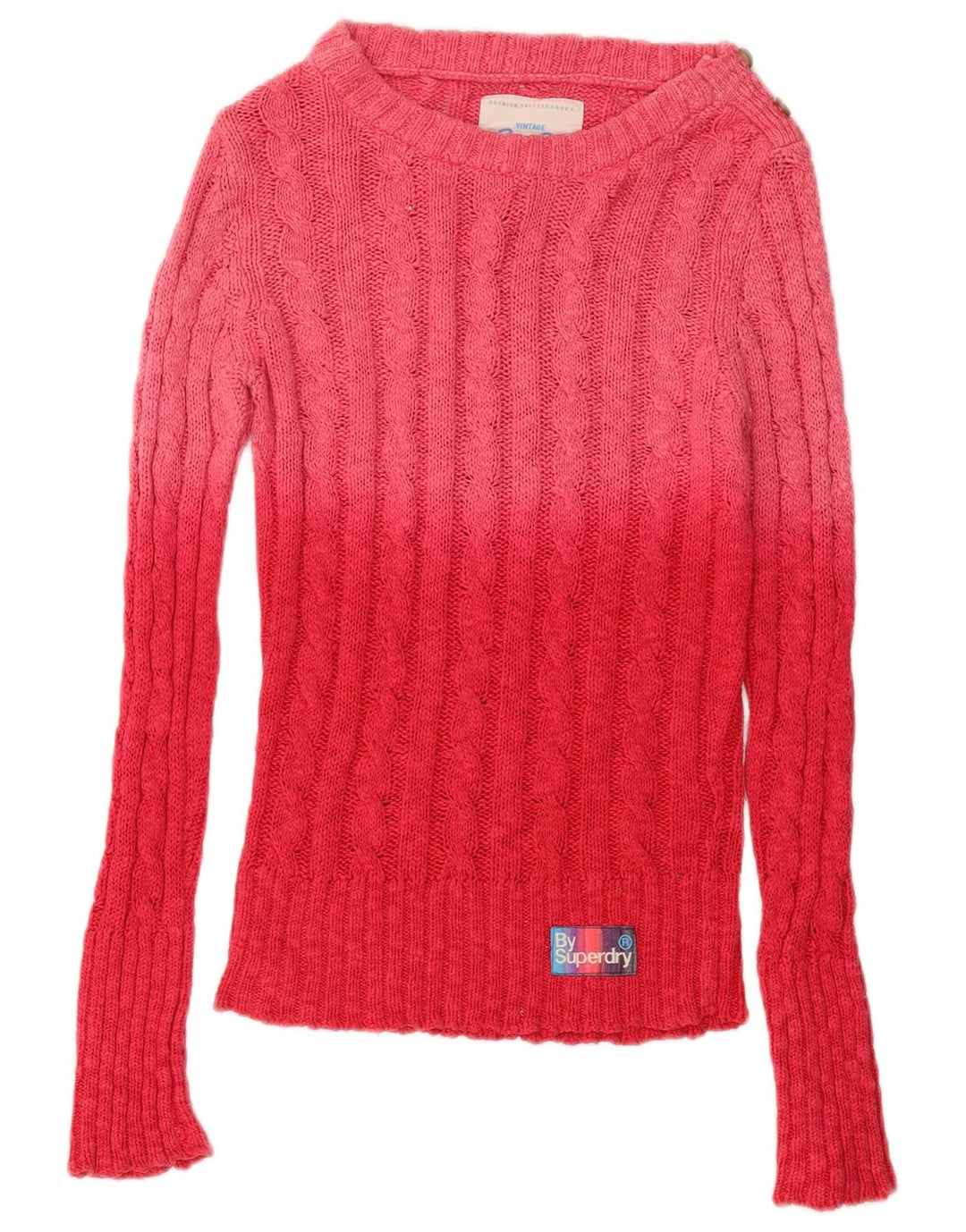 Superdry Damen-Pullover mit Rundhalsausschnitt, Gr. 6, XS, rosa, Blockfarben-Baumwolle