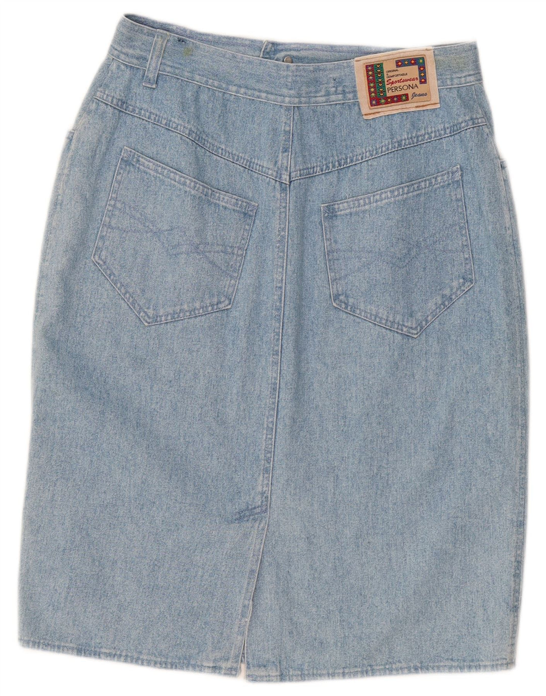 Persona Damen-Jeansrock, Größe 21, mittelgroß, W30, blaue Baumwolle