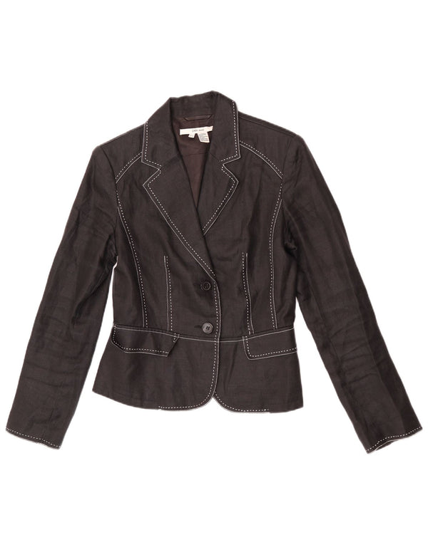 Zara Damen 2-Knopf-Blazerjacke EU 40 Medium Black Ramie