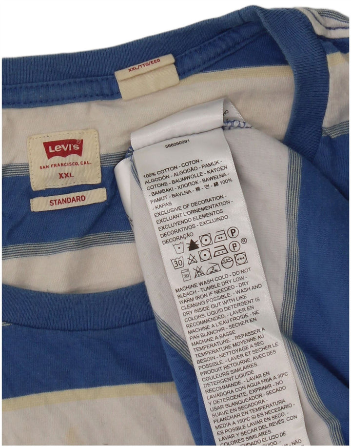 Levi's Herren Standard T-Shirt Top 2XL blau gestreift aus Baumwolle