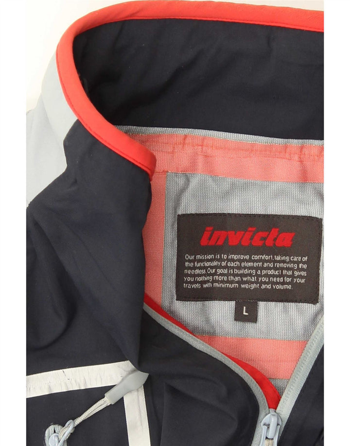 Invicta Womens Graphic Rain Jacket UK 16 Large Marineblau Farbblock