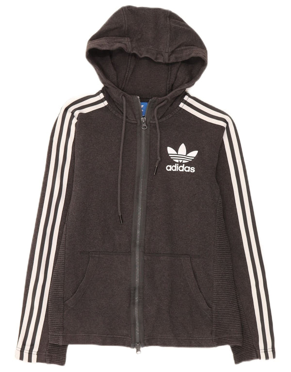Adidas Damen Graphic Zip Hoodie Pullover UK 6 XS Graue Baumwolle