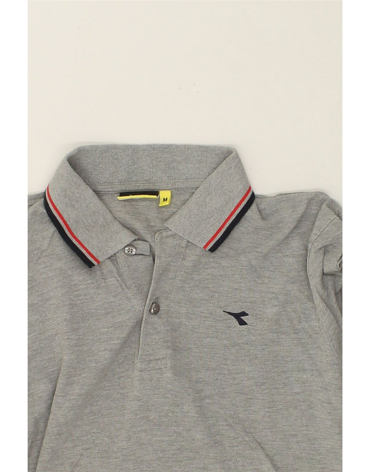 DIADORA Mens Long Sleeve Polo Shirt Medium Grey Cotton Vintage Diadora and Second-Hand Diadora from Messina Hembry 
