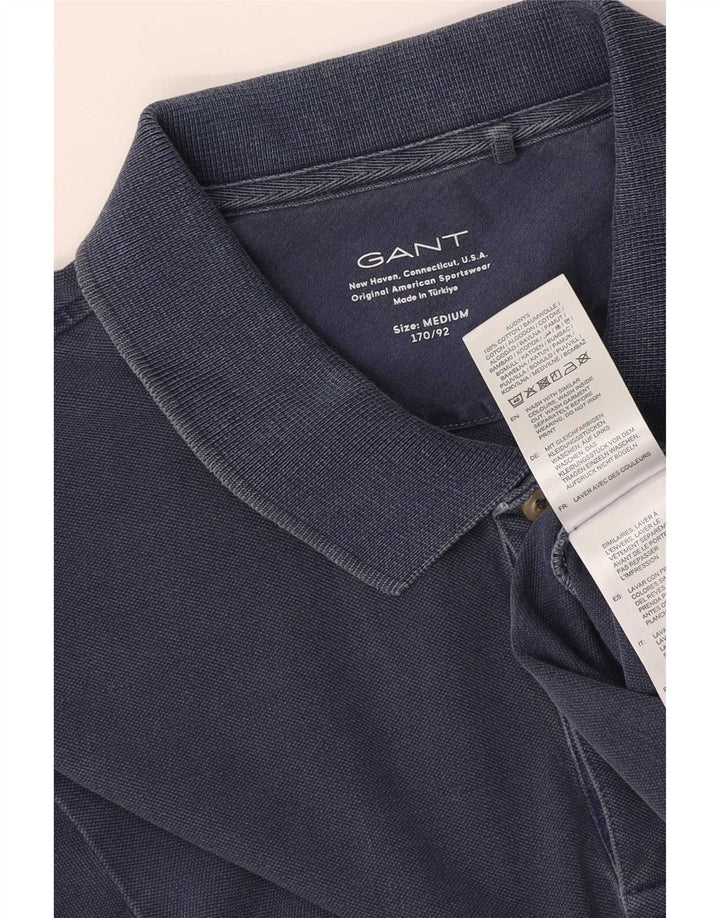 Gant Herren-Poloshirt aus mittelblauer, marineblauer Baumwolle