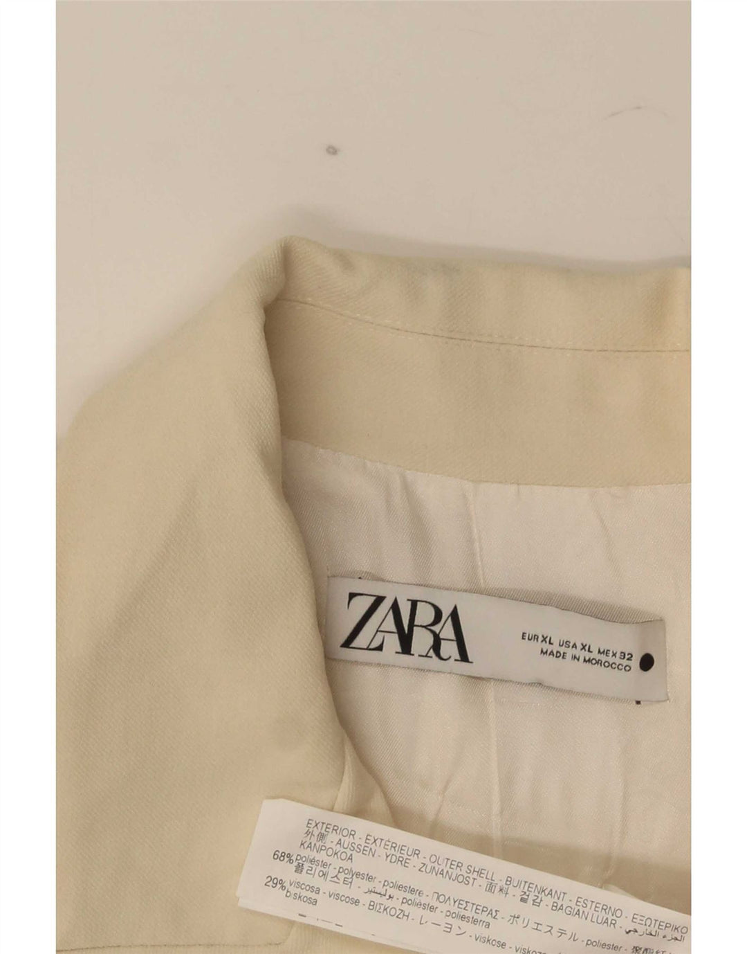 Zweireihiger Blazer für Damen von Zara, Gr. 14, XL, gebrochenes Weiß, Polyester