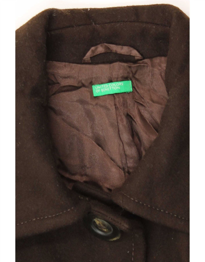Benetton Damen Mantel IT 46 Große braune Wolle