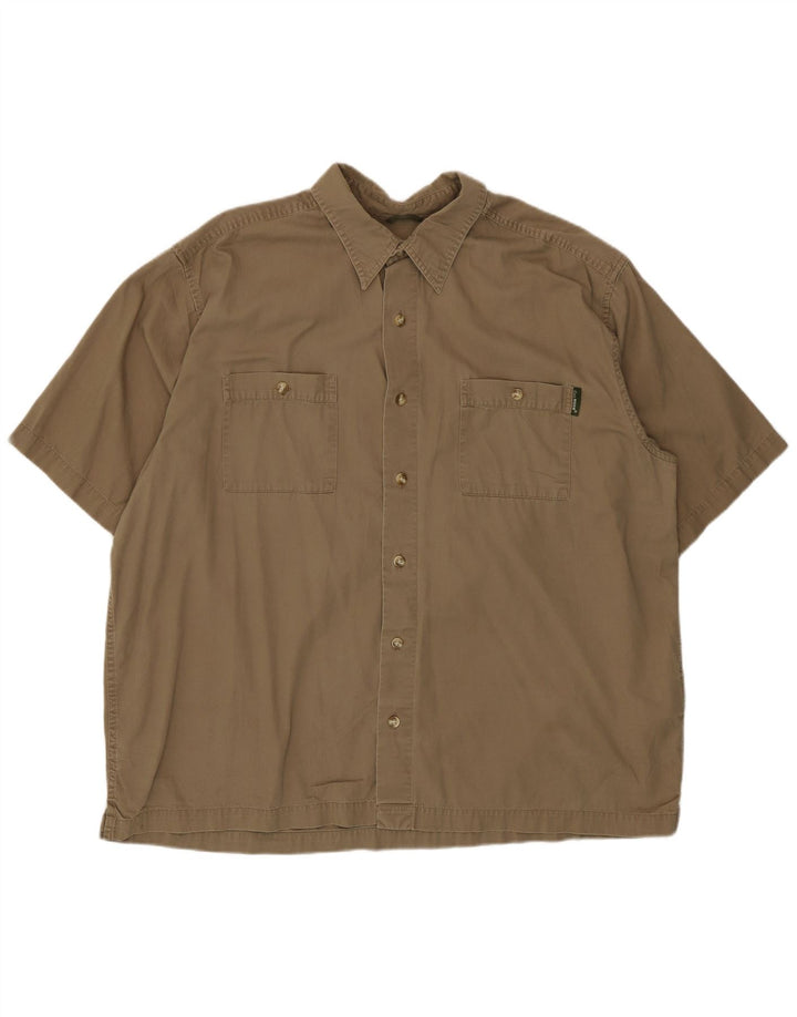Eddie Bauer Herren Kurzarmhemd XL Beige Baumwolle