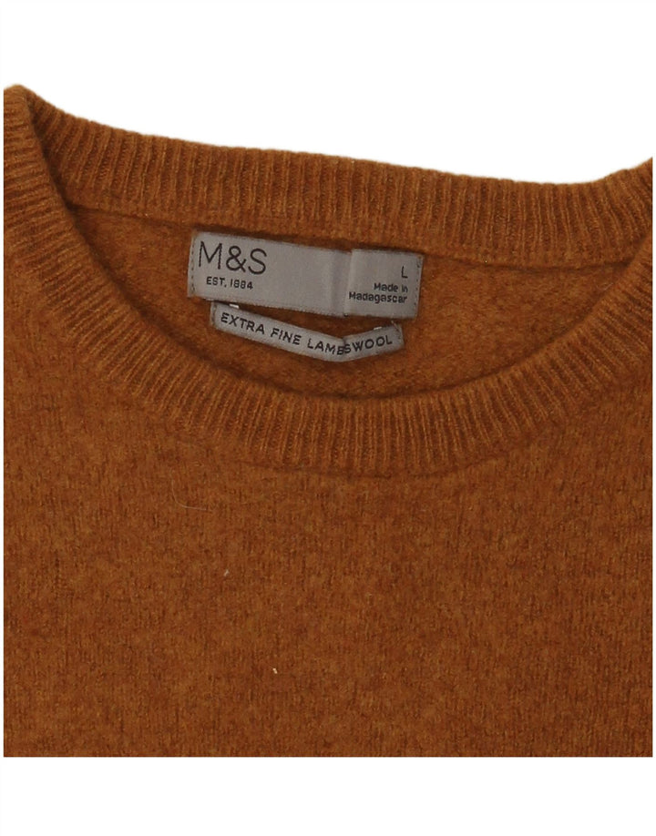 Marks & Spencer Damen-Pullover mit Rundhalsausschnitt, Gr. 14, Braun, Lammwolle