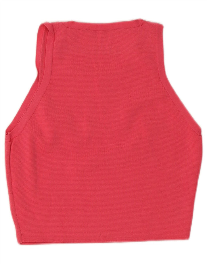 Zara Damen Crop Vest Top UK 12 Mittelrosa Viskose