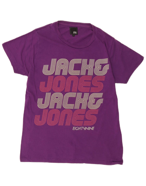 Jack & Jones Herren-T-Shirt mit Grafik, Größe L, Lila, Baumwolle