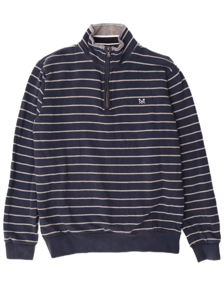 Crew Clothing Herren-Sweatshirt, Pullover, klein, marineblau, gestreift, Baumwolle