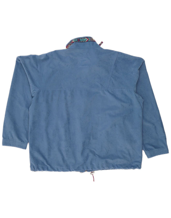 Great Escapes Herren-Trainingsanzugoberteil aus Velours mit Grafik, XL, Blau, Polyester