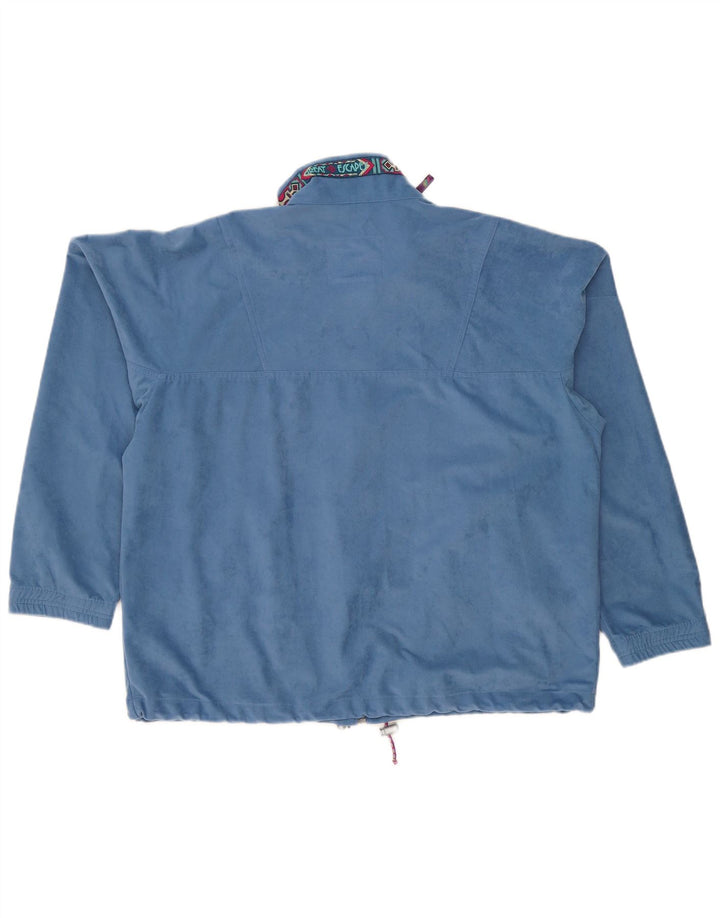 Great Escapes Herren-Trainingsanzugoberteil aus Velours mit Grafik, XL, Blau, Polyester