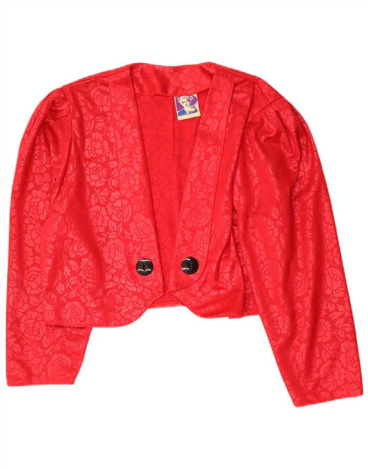 C&A Damen-Bolero-Oberteil, EU 38, Mittelrotes, geblümtes Polyester
