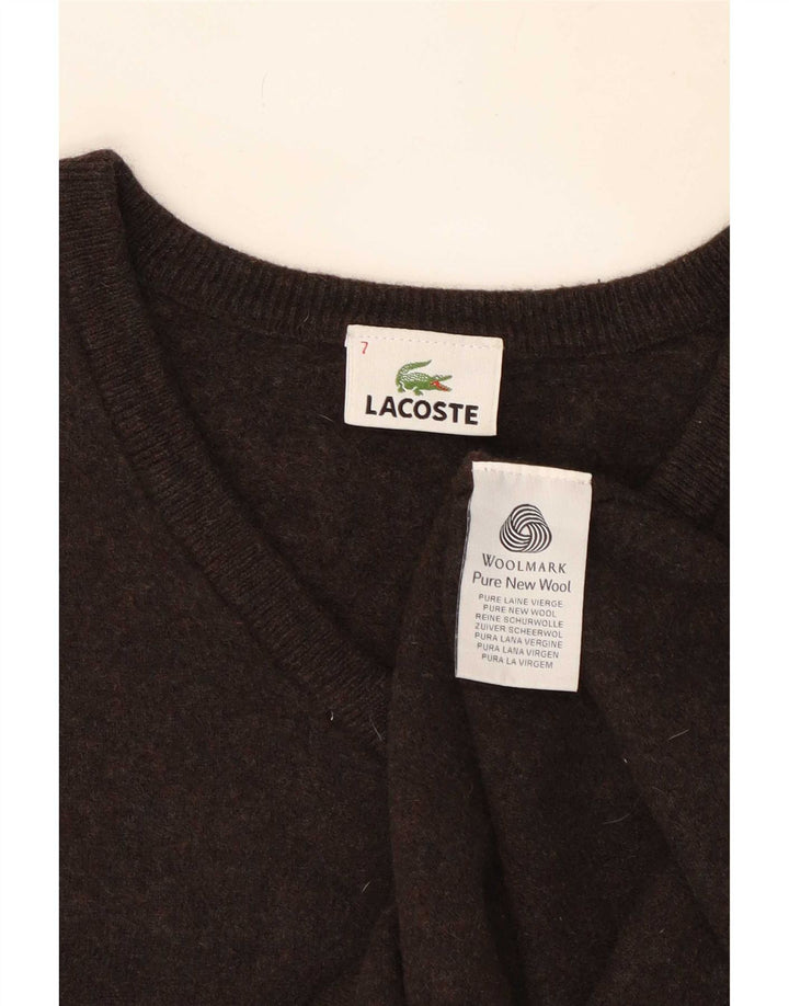 Lacoste Herren-Pullover mit V-Ausschnitt, Größe 7 2XL, braune Wolle