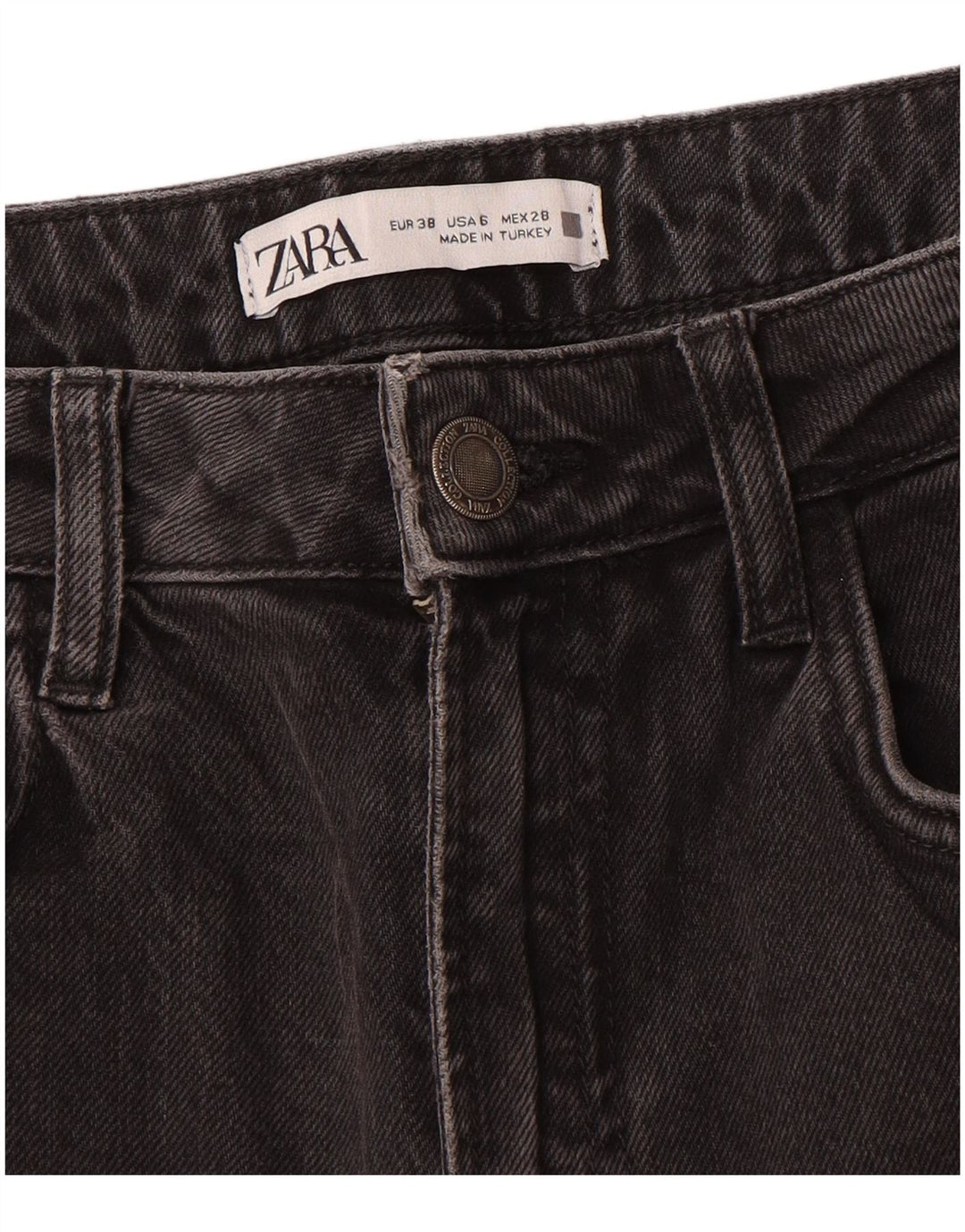 Zara Damen Straight Jeans EU 38 Small W28 L32 Grau