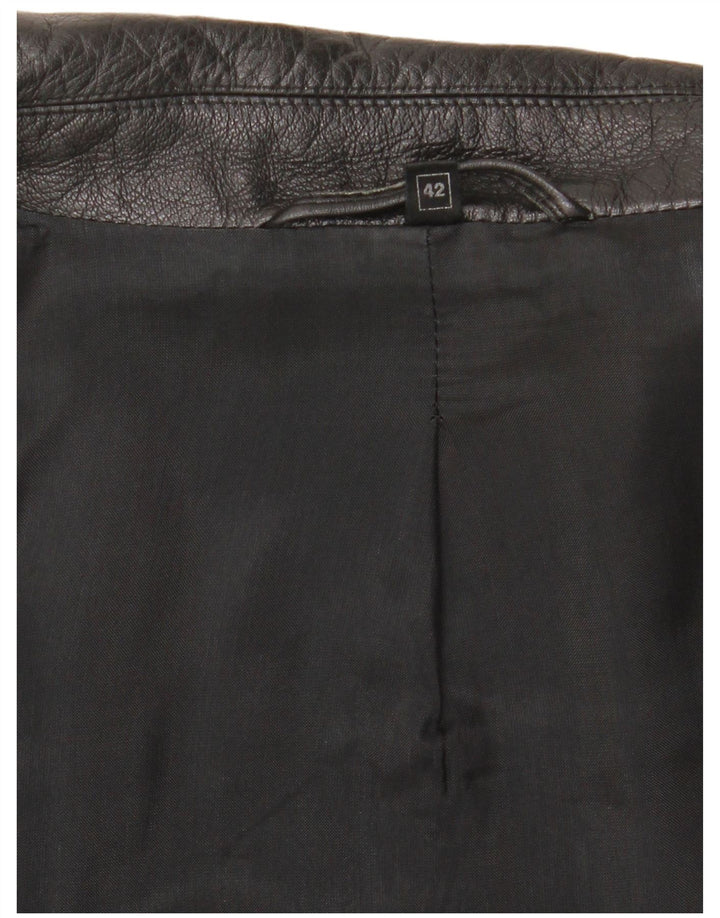 Vintage Damen Lederjacke EU 42 Groß Schwarz