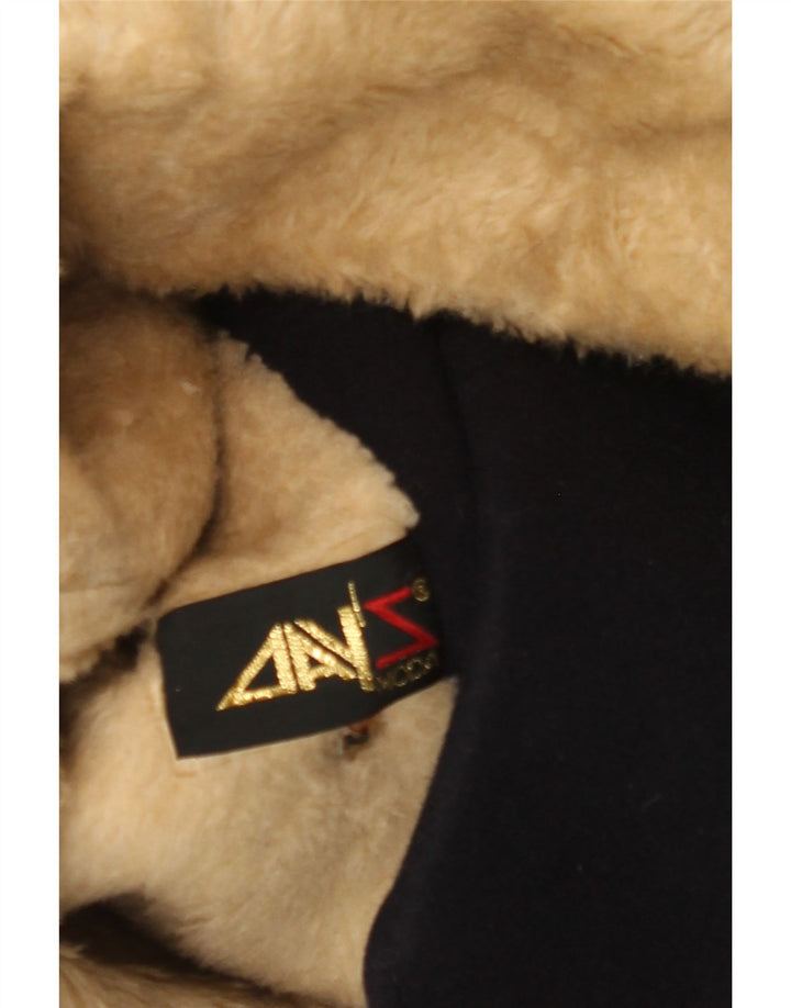 Vintage Herren Sherpa Zweireiher Mantel UK 36 Small Marineblau