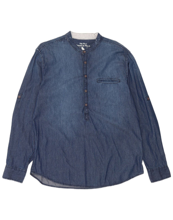 Grand & Hills Herren-Pullover-Jeanshemd XL aus blauer Baumwolle