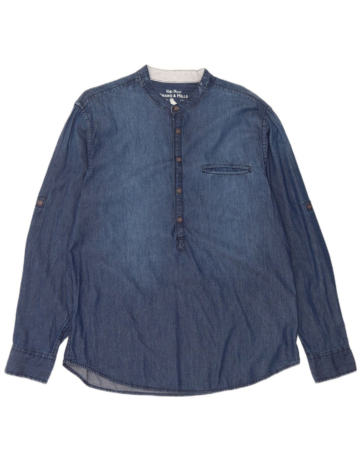 Grand & Hills Herren-Pullover-Jeanshemd XL aus blauer Baumwolle