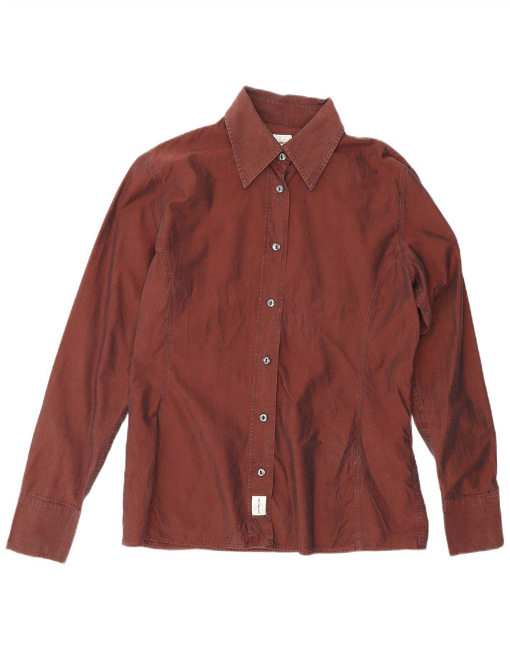 CALVIN KLEIN JEANS Damenhemd UK 12 Medium Burgund Baumwolle