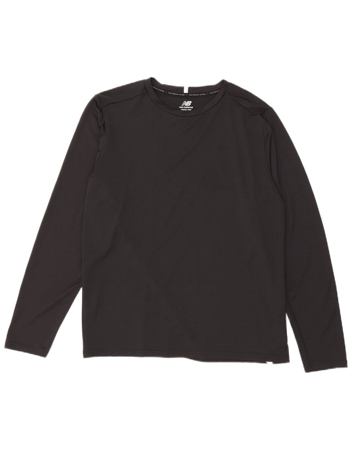 New Balance Herren-Top, langärmelig, groß, aus schwarzem Polyester