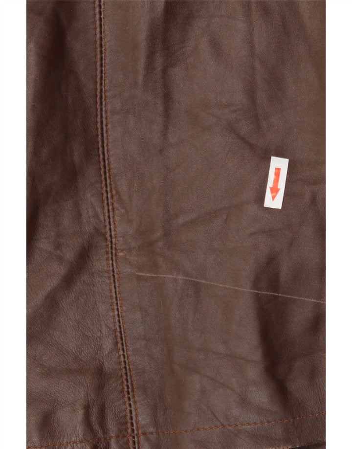 Vintage Damen-Ledermantel mit Kapuze, lockere Passform, IT 44, mittelbraunes Leder