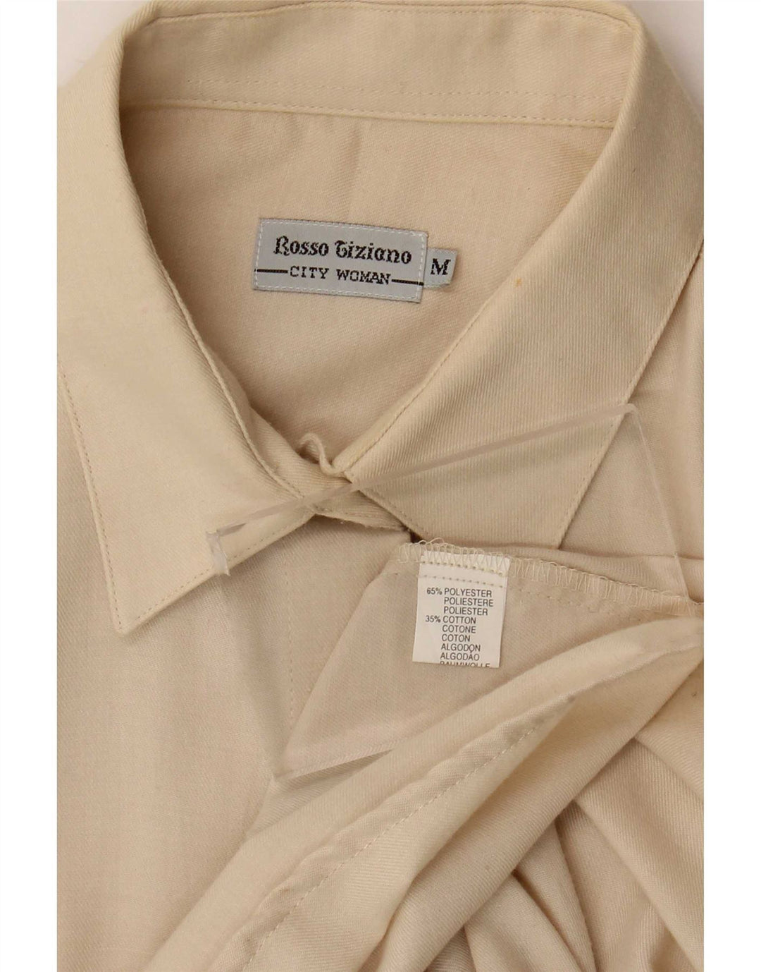 Vintage Damen Shirt UK 14 Medium Off White Polyester