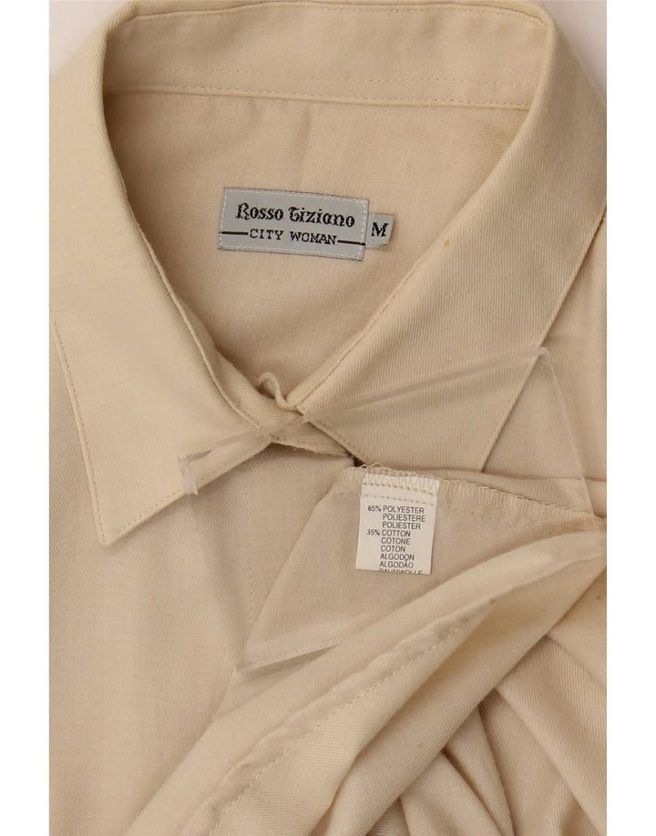 Vintage Damen Shirt UK 14 Medium Off White Polyester
