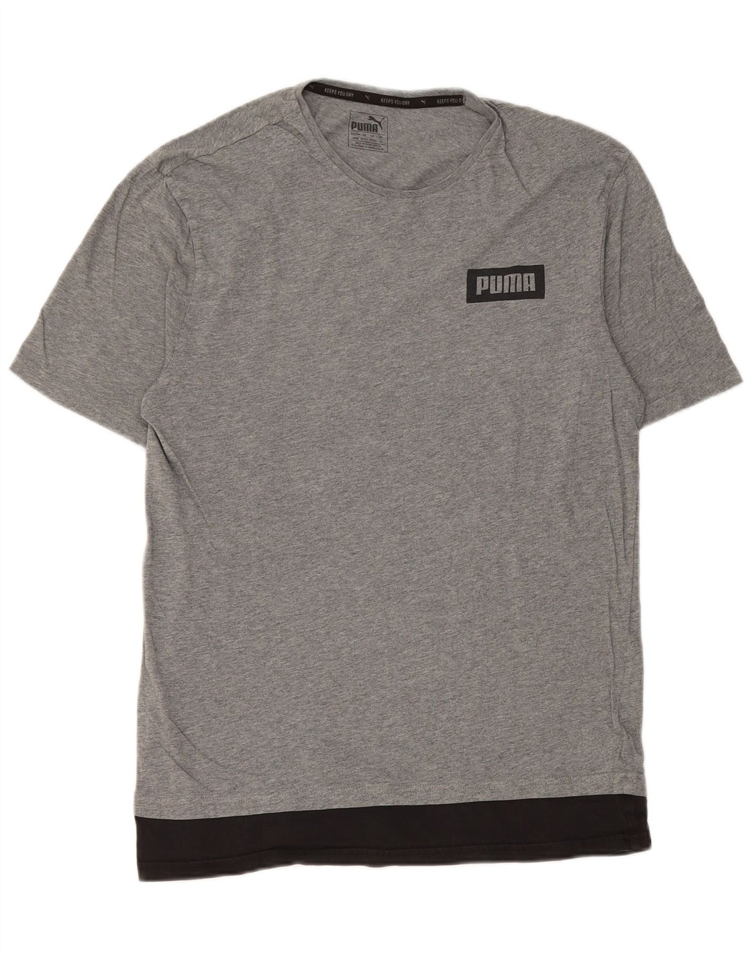 Puma Herren Grafik-T-Shirt-Oberteil aus mittelgrauer Colourblock-Baumwolle