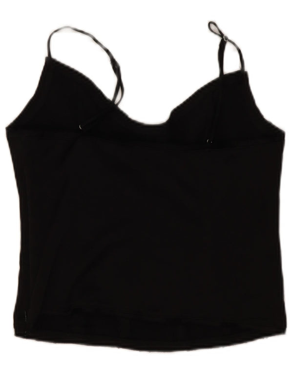 Zara Damen Crop Cami Top UK 12 Mittelschwarze Viskose