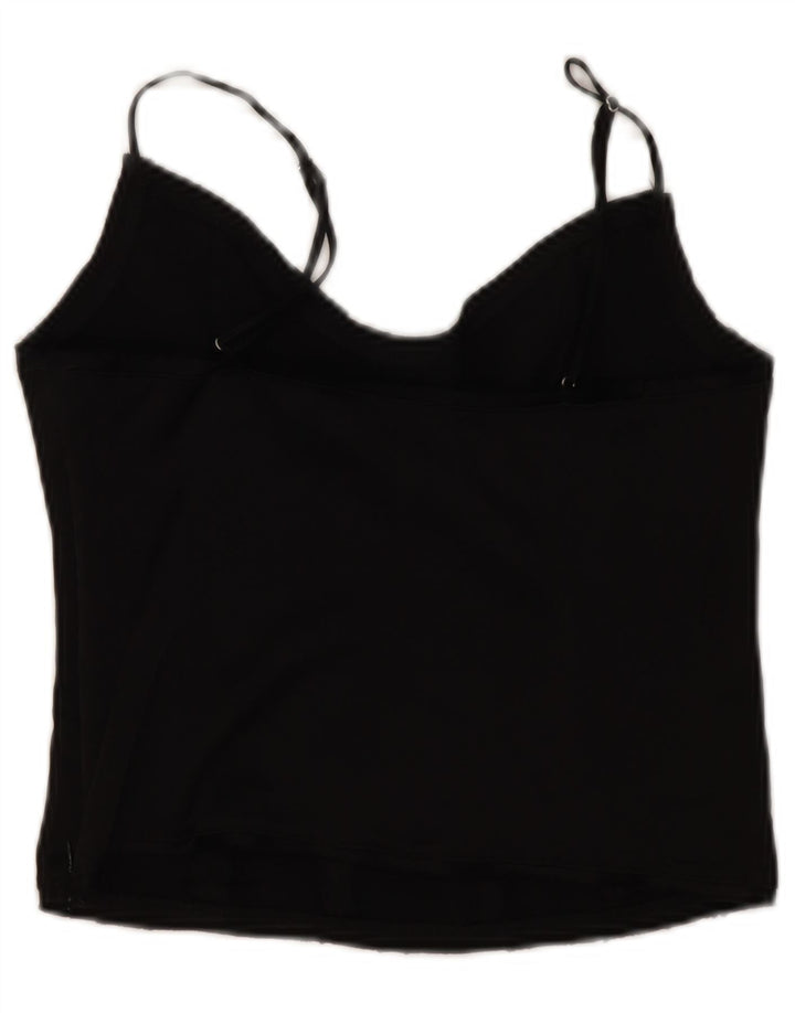 Zara Damen Crop Cami Top UK 12 Mittelschwarze Viskose