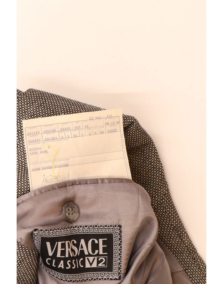 VERSACE Herren-Blazerjacke mit 3 Knöpfen, UK 42, XL, graue Wolle