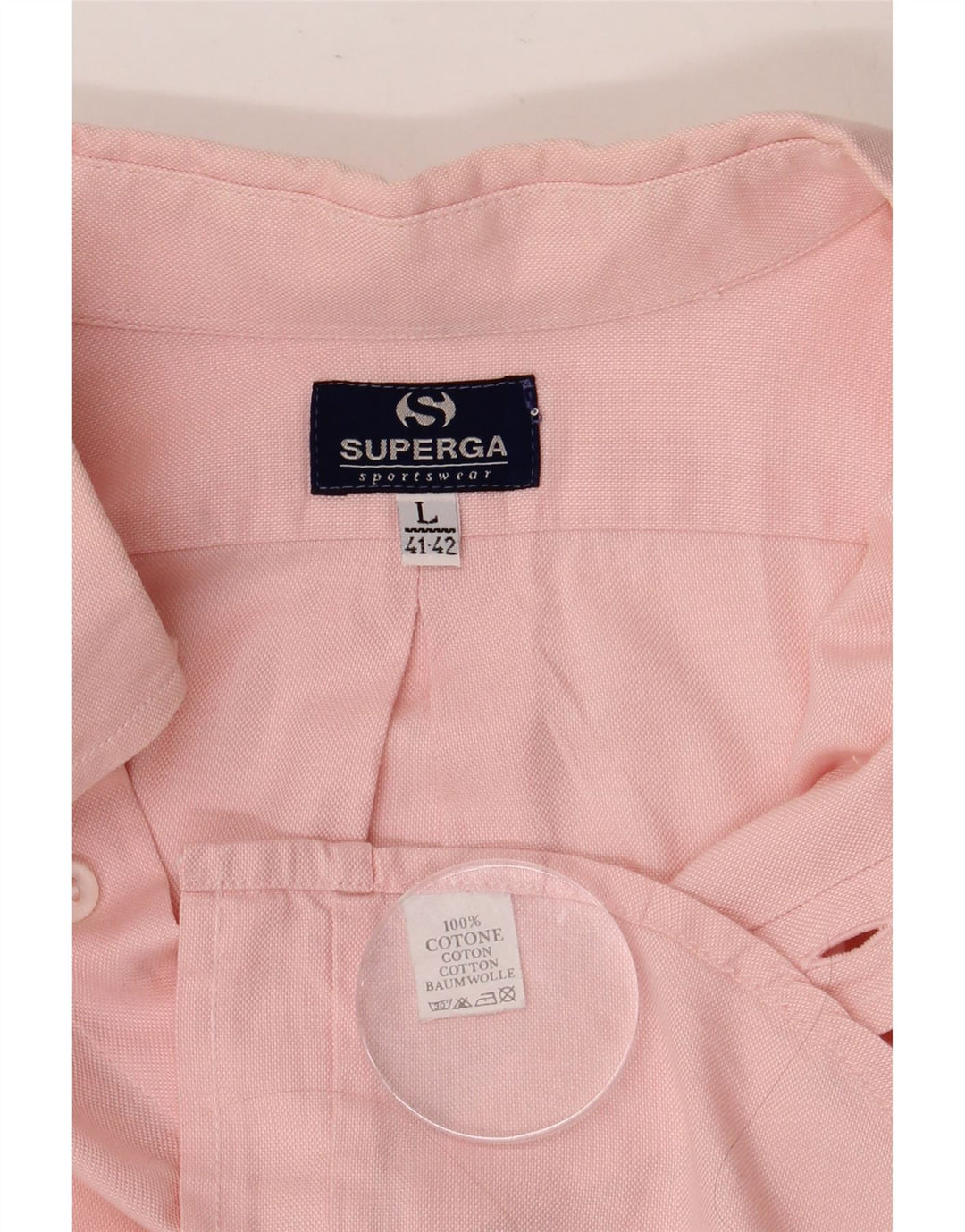 SUPERGA Herrenhemd, Größe 41/42, große rosa Baumwolle