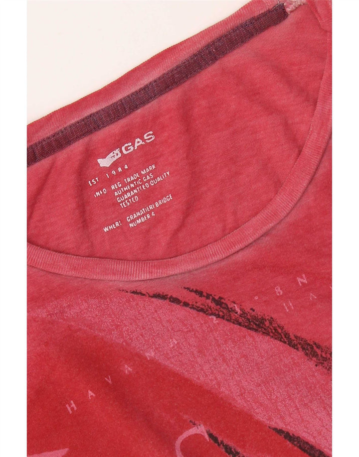 Gas Herren-T-Shirt mit Grafik, Größe L, Rot