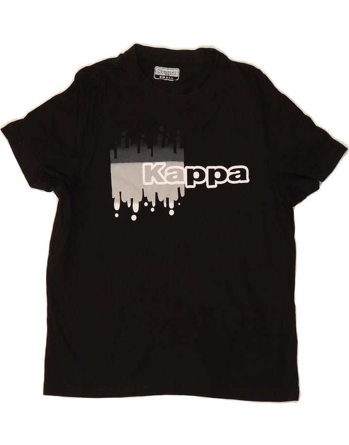 KAPPA Womens Graphic T-Shirt Top UK 10 Small Black Vintage Kappa and Second-Hand Kappa from Messina Hembry 