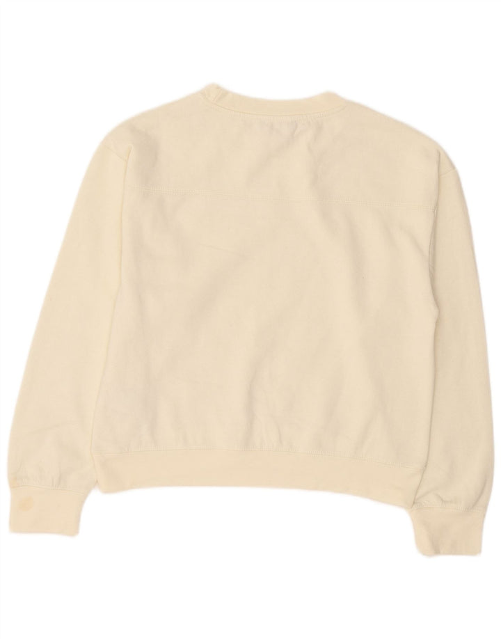 Zara Damen-Sweatshirt-Pullover UK 14 Mittelweißes Polyester