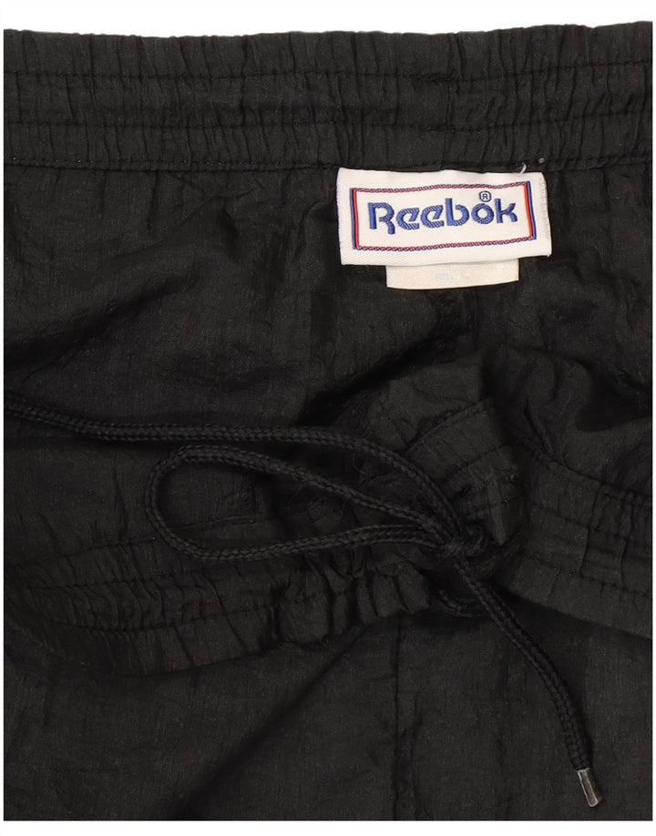 Reebok Herren-Trainingshose, Jogginghose, groß, schwarzes Nylon