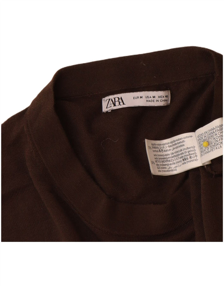 Zara Herren-Pullover mit Rundhalsausschnitt, mittelbraune Baumwolle