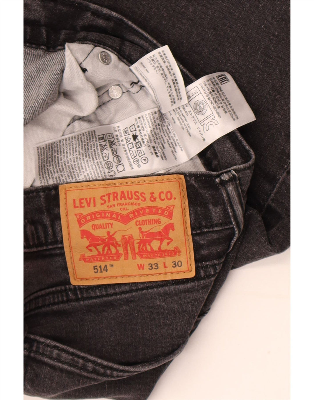 Levi's Herren 514 Straight Jeans W33 L30 Graue Baumwolle