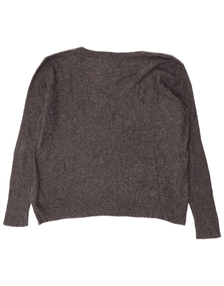 Gaudi Damen-Pullover mit Grafik, übergroß, V-Ausschnitt, Gr. 10, Größe S, Grau