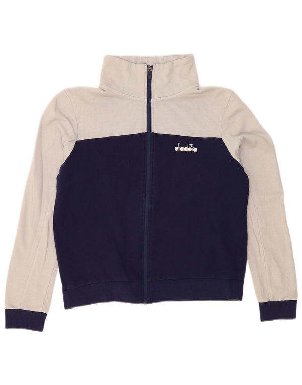 Diadora Damen-Trainingsanzug-Top-Jacke, UK 18, XL, Marineblau, Colourblock-Baumwolle