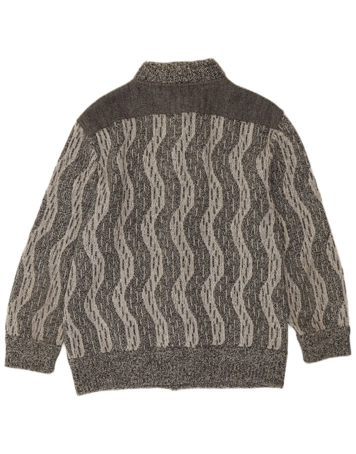 De Pletrl Herren-Strickjacke IT 50 mittelgraue Chevron-Wolle