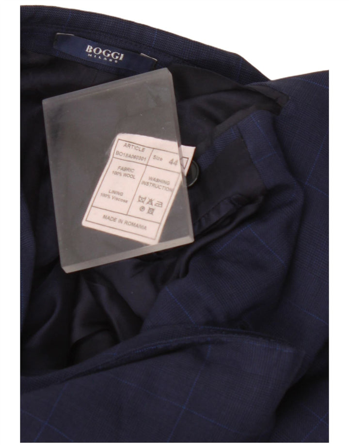 BOGGI Herren Milano 2-Knopf-Blazerjacke IT 44 XS Marineblau karierte Wolle